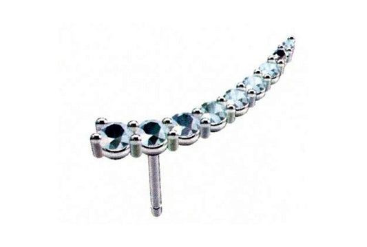 Pendiente unitario de oro blanco de 18kt con diamantes y espinela negra