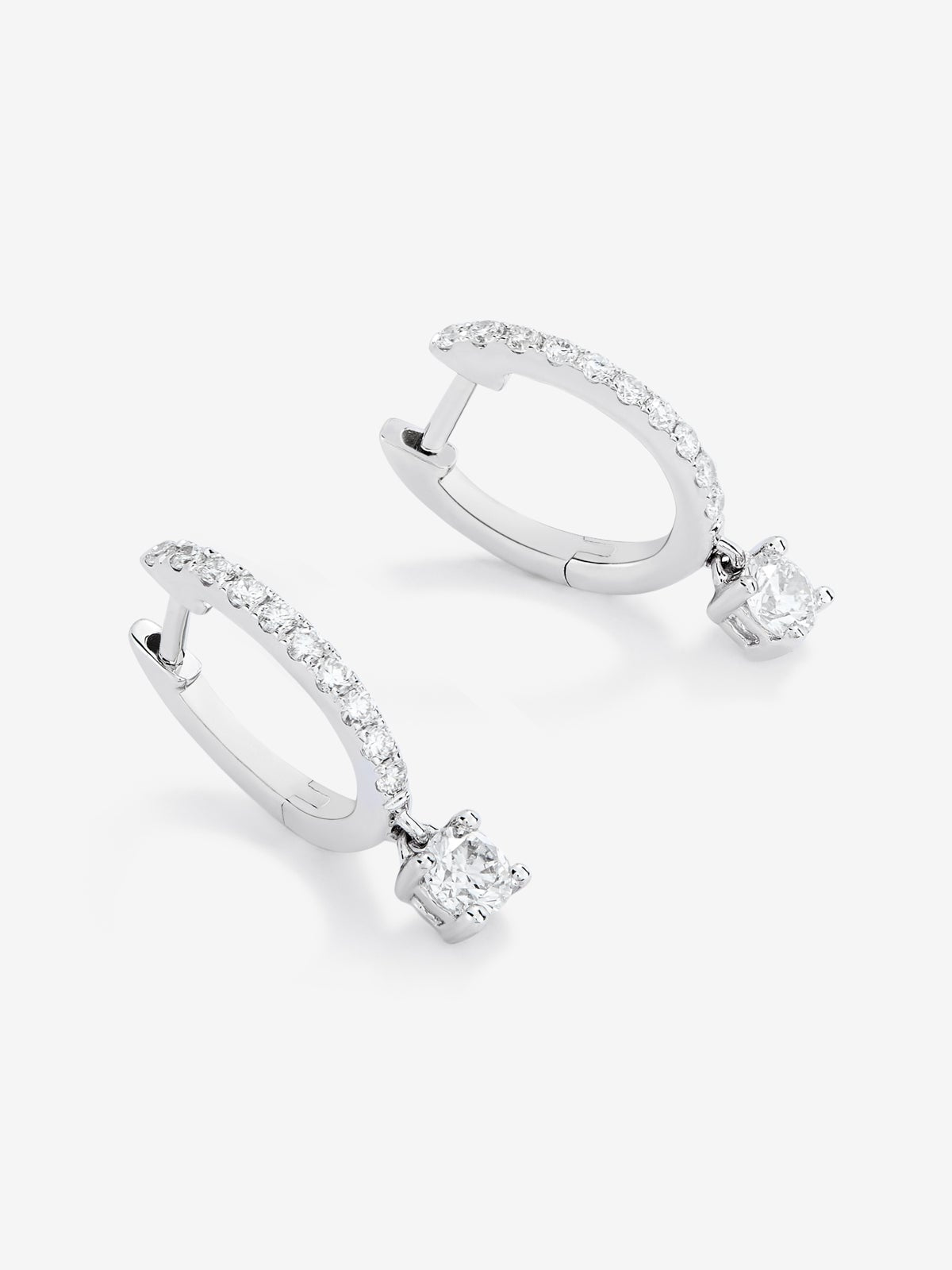 Pendientes aro con colgante de oro blanco de 18K con diamantes