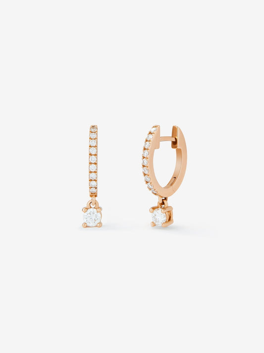 Pendientes de oro rosa de 18K con 20 diamantes en talla brillante con un total de 0,38 cts