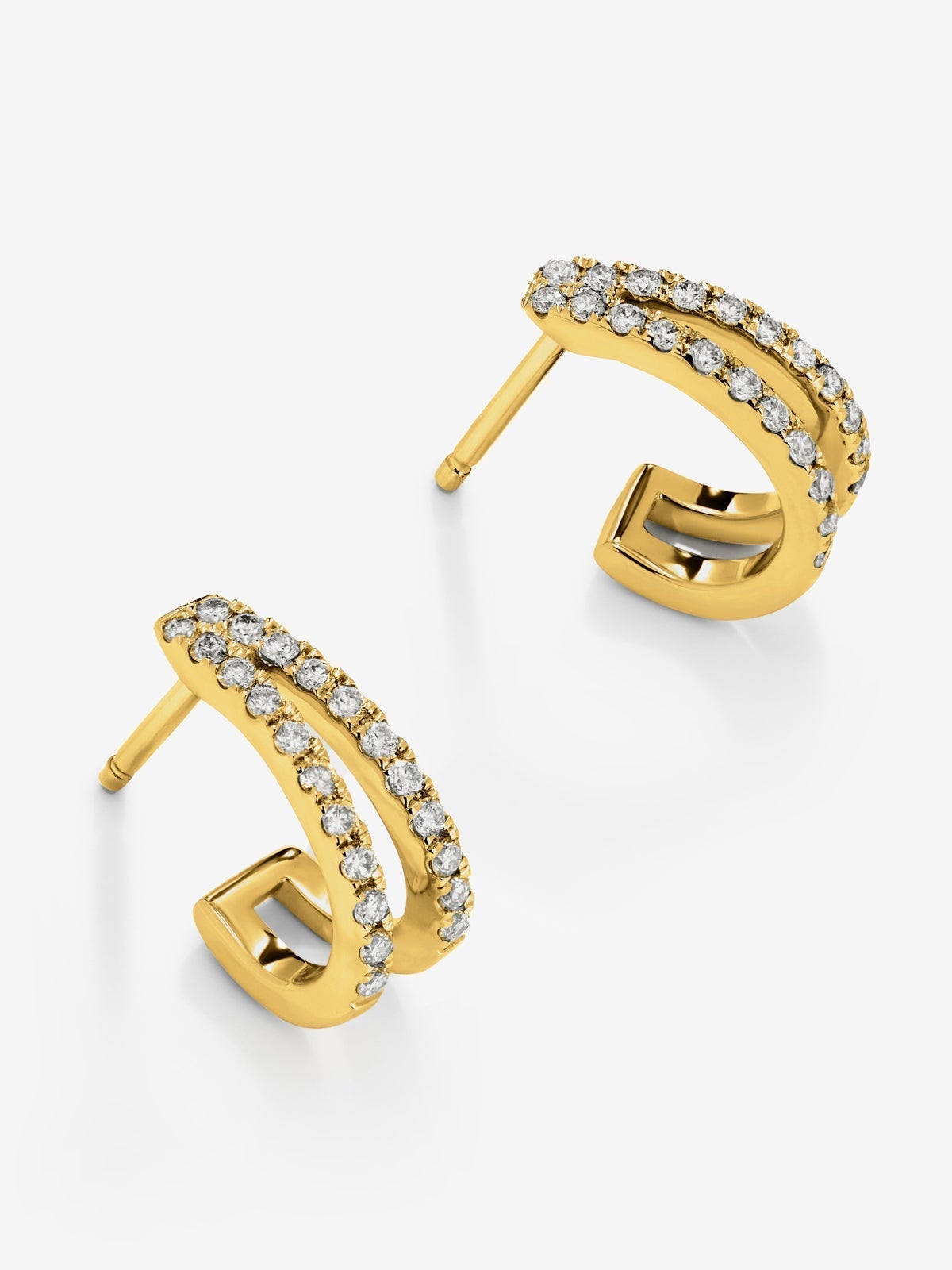Pendientes de aro dobles de oro amarillo de 18K con 44 diamantes en talla brillante
