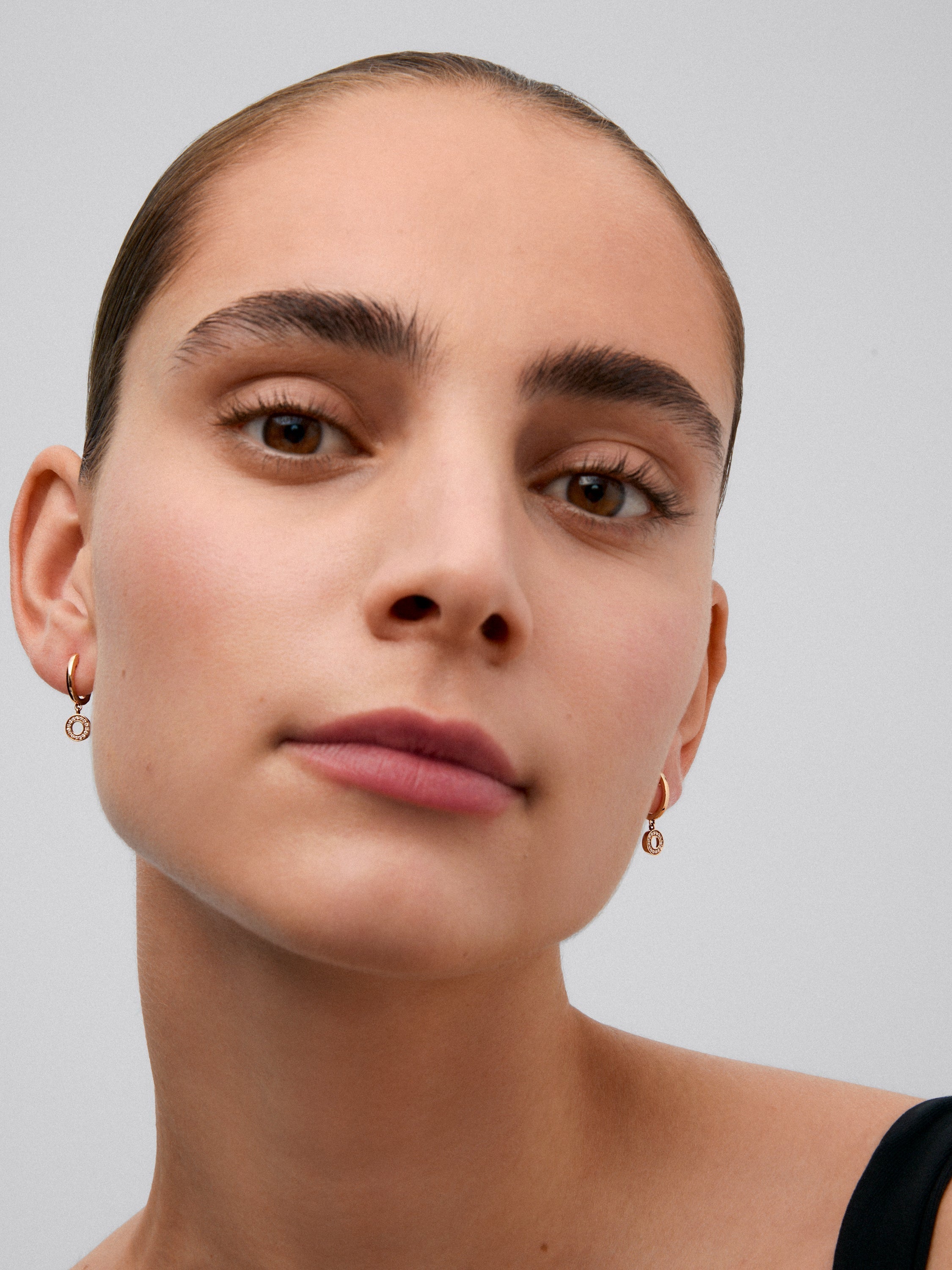 Pendientes de oro rosa de 18kt con diamantes