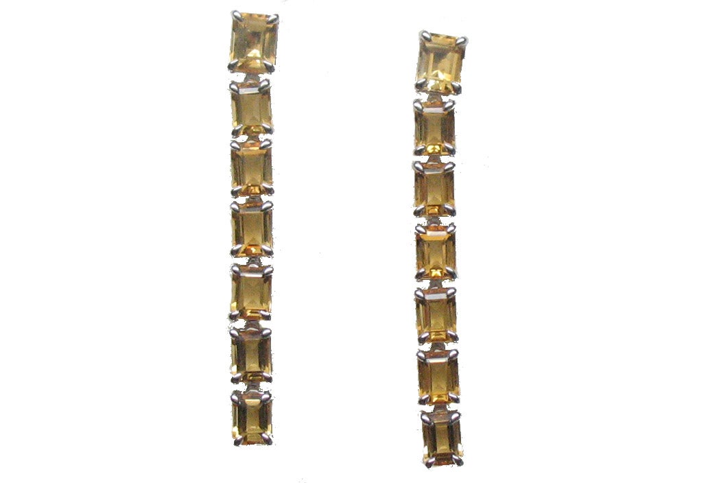 Pendientes de plata 925 con cuarzos citrinos amarillos en talla octogonal