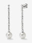 Pendientes de oro blanco de 18K con perlas blancas y diamantes blancos en talla brillante de 0,66