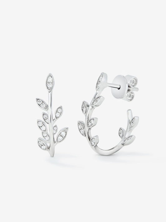 Pendientes de oro blanco de 18K con 36 diamantes en talla brillante con un total de 0,16 cts