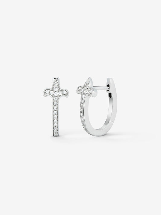 Pendientes de aro de oro blanco de 18K con diamante