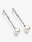Pendientes de oro blanco de 18K con diamantes blancos en talla brillante de 1,1 cts y perlas australianas de 5mm