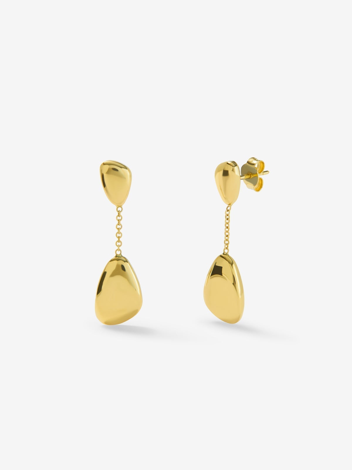 Pendientes largos de oro amarillo de 18K con esferas