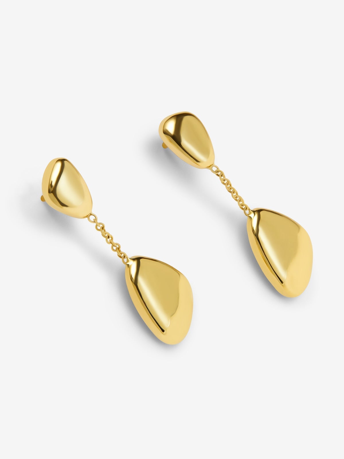 Pendientes largos de oro amarillo de 18K con esferas
