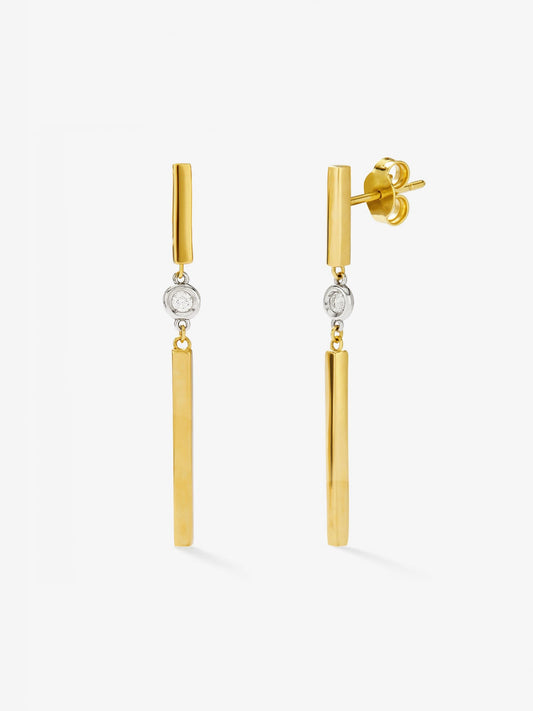 Pendientes de oro amarillo de 18K con diamantes en talla brillante de 0,07 cts