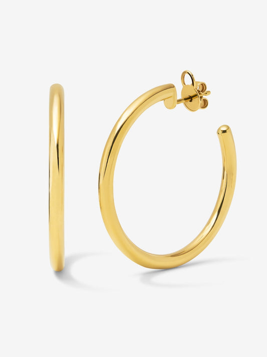 Pendientes aro liso grande oro amarillo de 18K