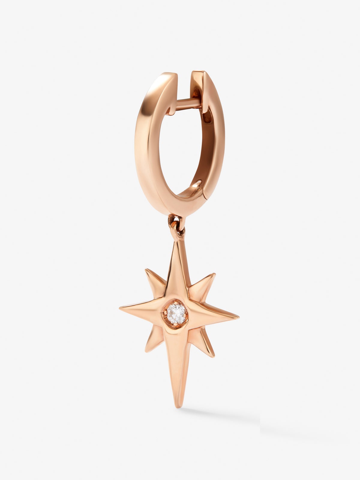 Pendiente individual de oro rosa de 18K con diamante en talla brillante de 0,05 cts