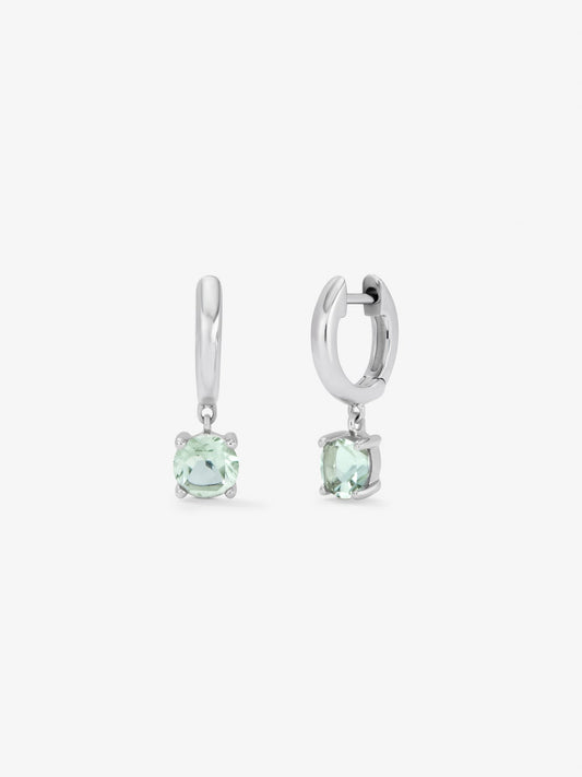 Pendientes de plata 925 con amatistas verdes en talla brillante de 1,2 cts