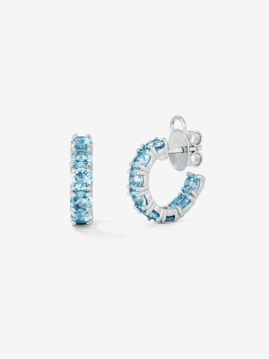Pendientes aro de plata 925 de topacio