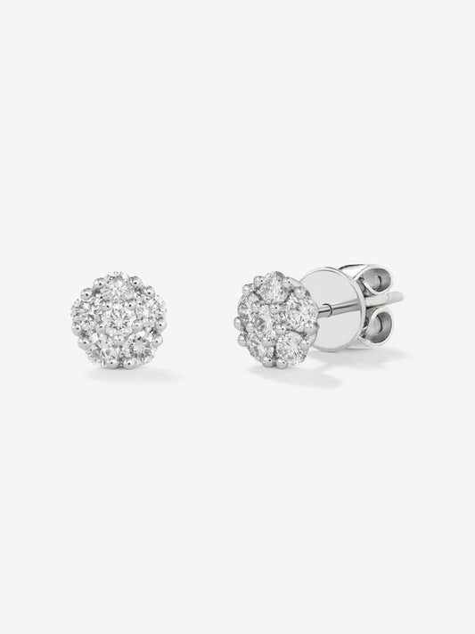 Pendientes de oro blanco de 18K con 12 diamantes en talla brillante con un total de 0,66 cts