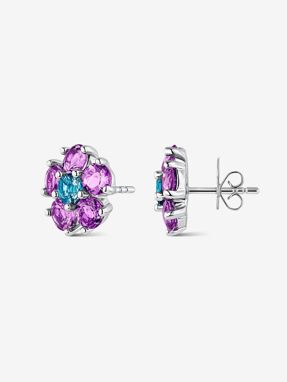 Pendientes de plata con amatista y topacio london
