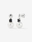 Pendientes de plata 925 con 2 espinelas negras en talla brillante y perlas akoya de 8,5mm