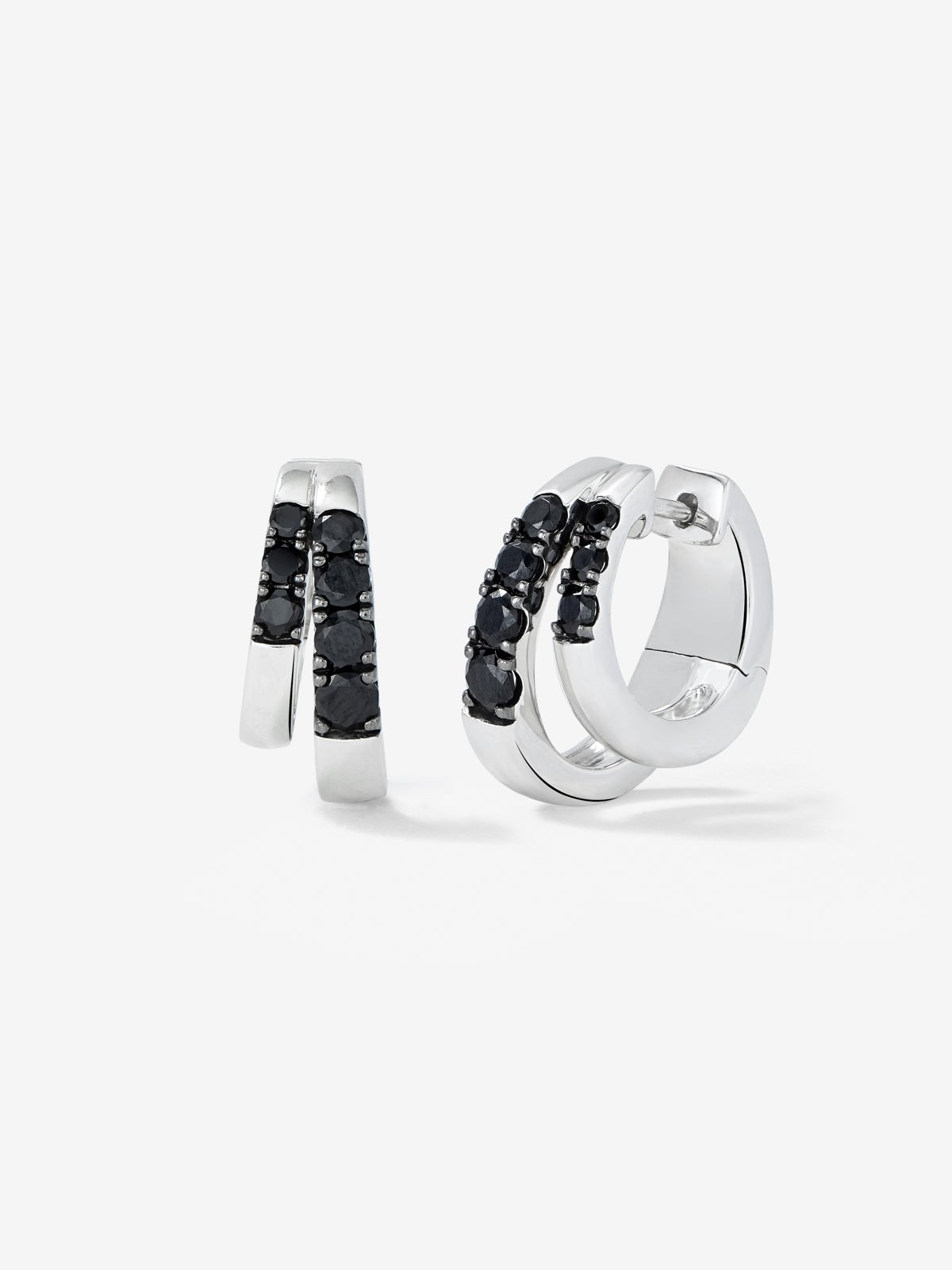 Pendientes doble aro de plata 925 con espinelas