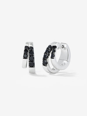 Pendientes doble aro de plata 925 con espinelas