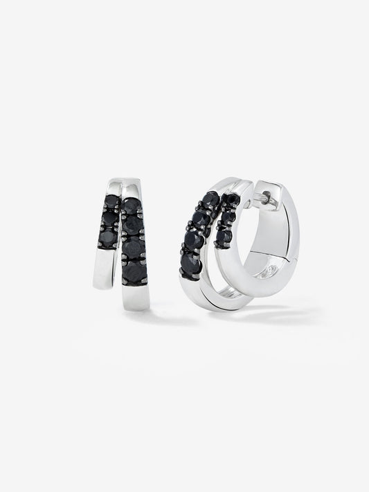 Pendientes doble aro de plata 925 con espinelas