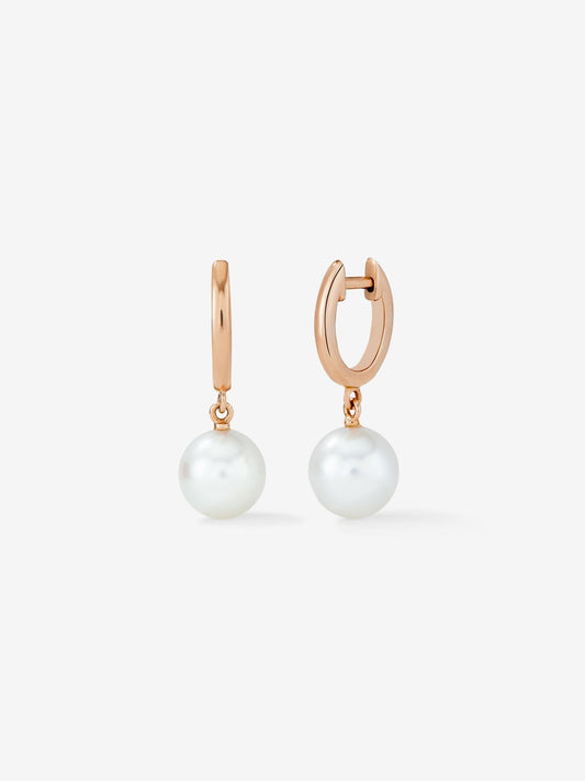 Pendientes de oro rosa de 18K con 2 perlas akoya de 8,5mm