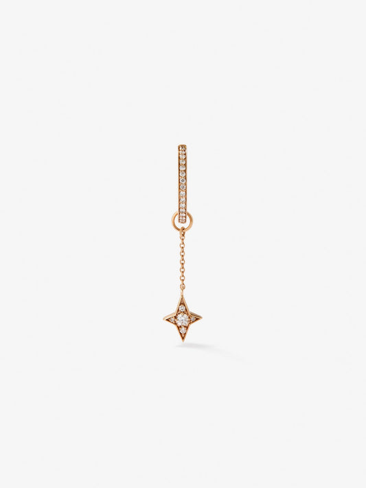 Pendiente individual de oro rosa de 18K con 20 diamantes en talla brillante con un total de 0,13 cts