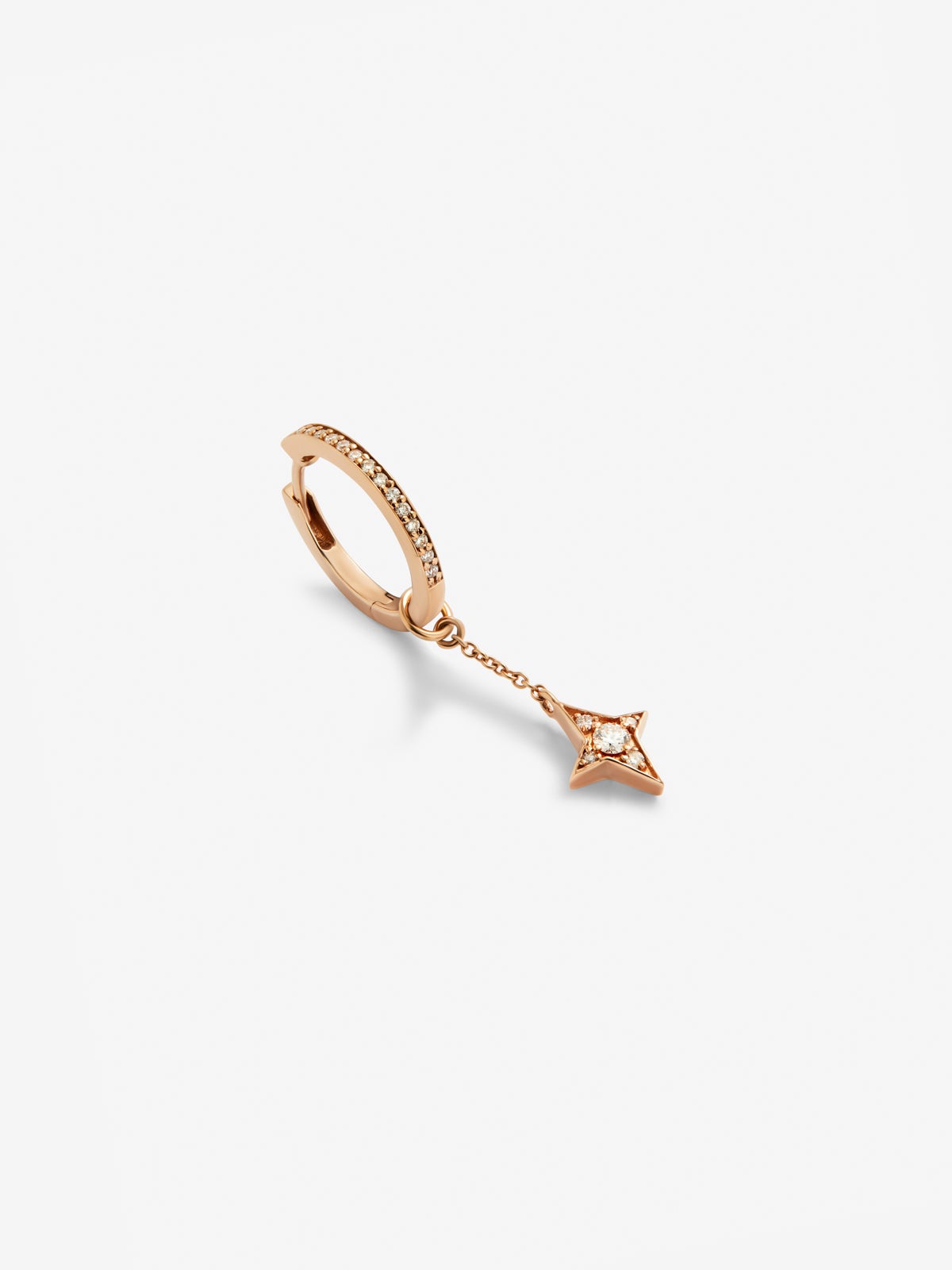 Pendiente individual de oro rosa de 18K con 20 diamantes en talla brillante con un total de 0,13 cts