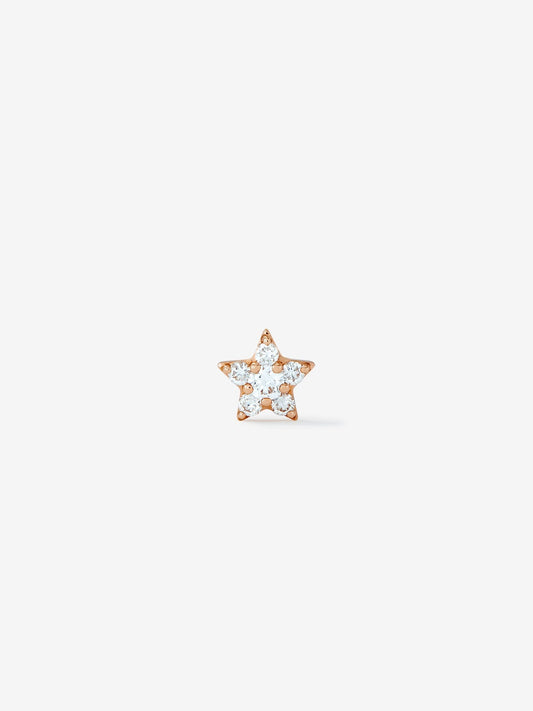 Pendiente individual de oro rosa de 18K con 6 diamantes en talla brillante con un total de 0,11 cts