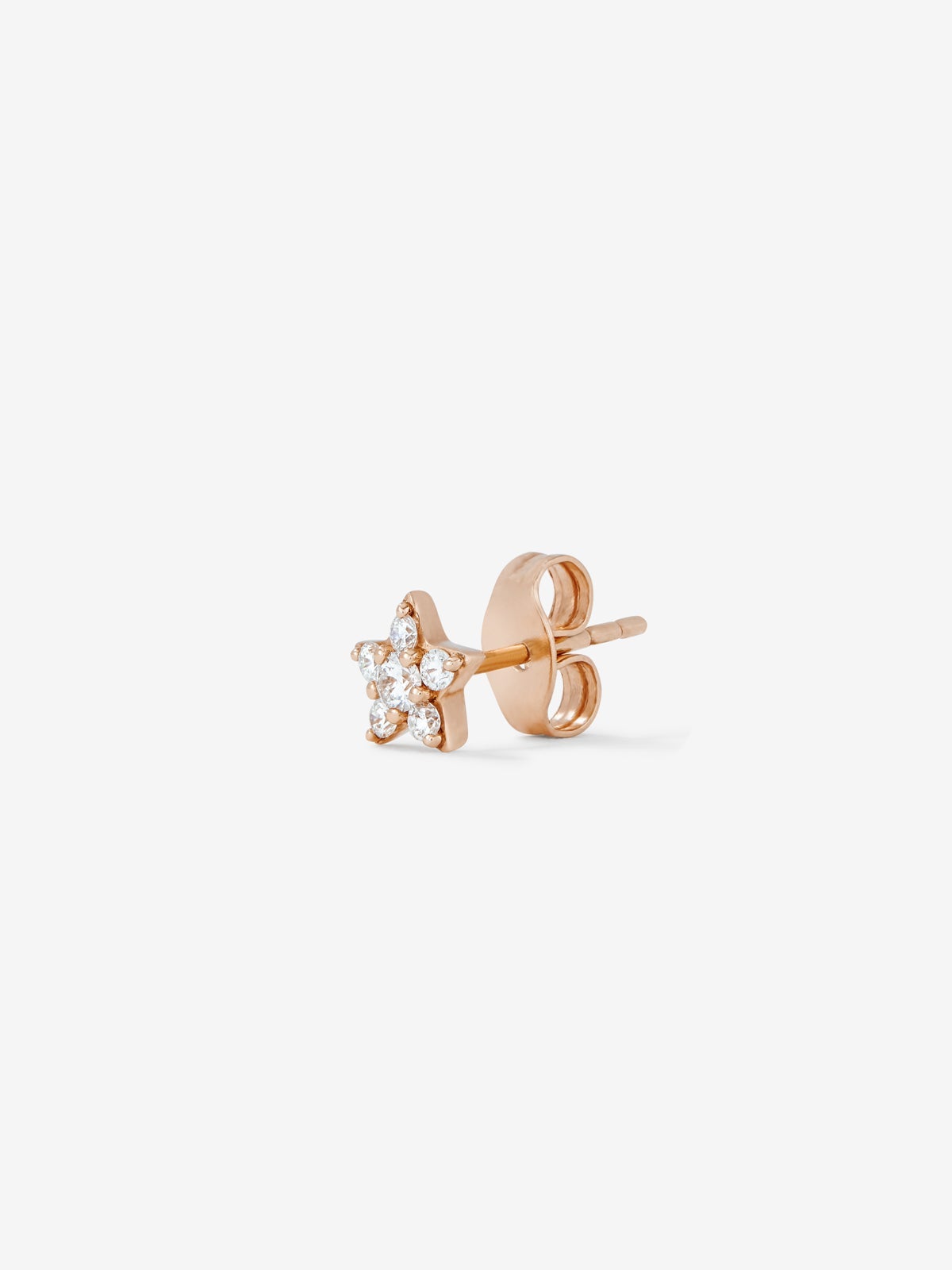 Pendiente individual de oro rosa de 18K con 6 diamantes en talla brillante con un total de 0,11 cts