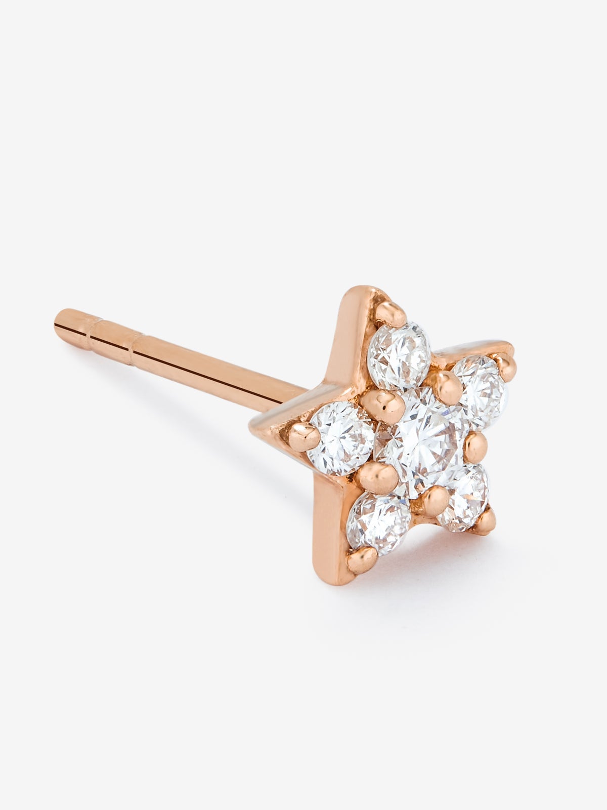 Pendiente individual de oro rosa de 18K con 6 diamantes en talla brillante con un total de 0,11 cts