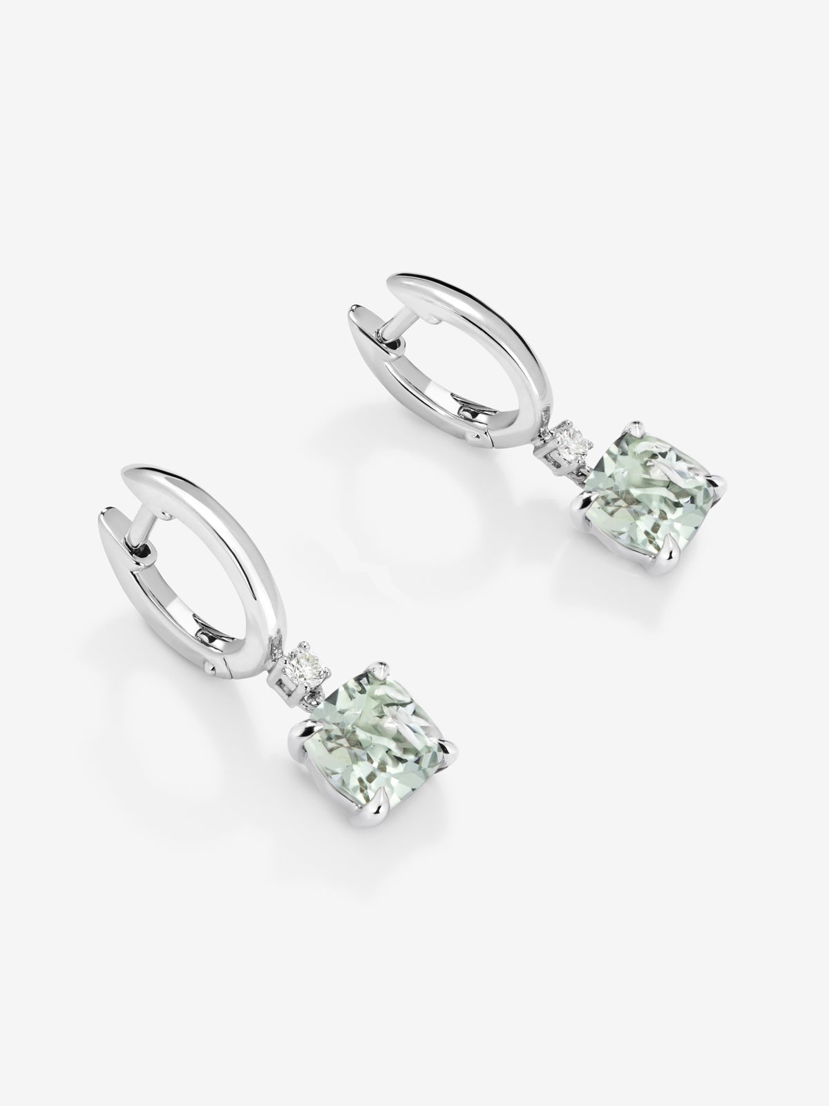 Pendientes aro de plata 925 con amatista verde colgante