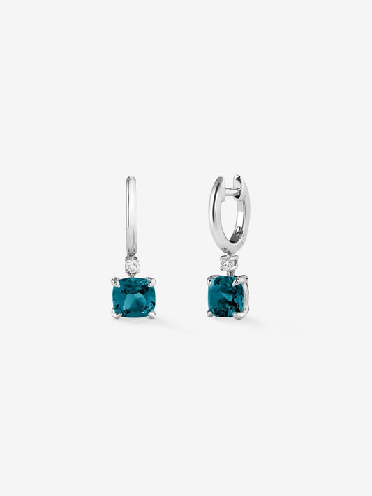 Pendientes aro de plata 925 con topacio colgante
