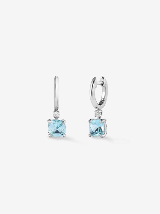 Pendientes aro de plata 925 con topacio colgante