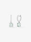 Pendientes de aro de oro blanco de 18K con 2 amatistas verdes con un total de 3,27 cts y 18 diamantes con un total de 0,14 cts