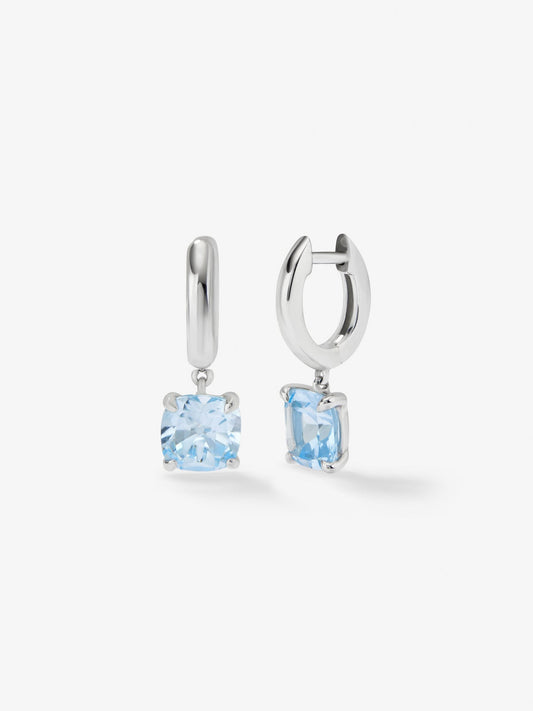 Pendientes aro de plata 925 con topacio colgante