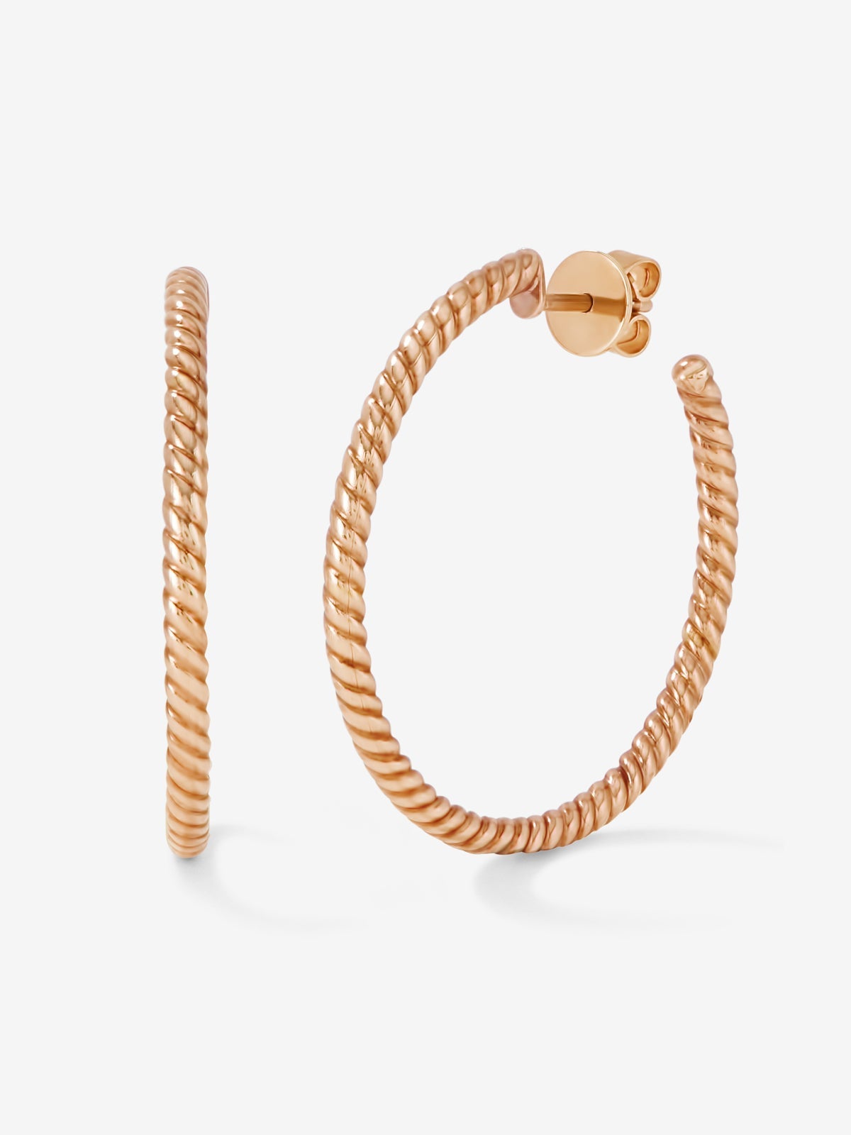 Pendientes gallonados de oro rosa de 18kt