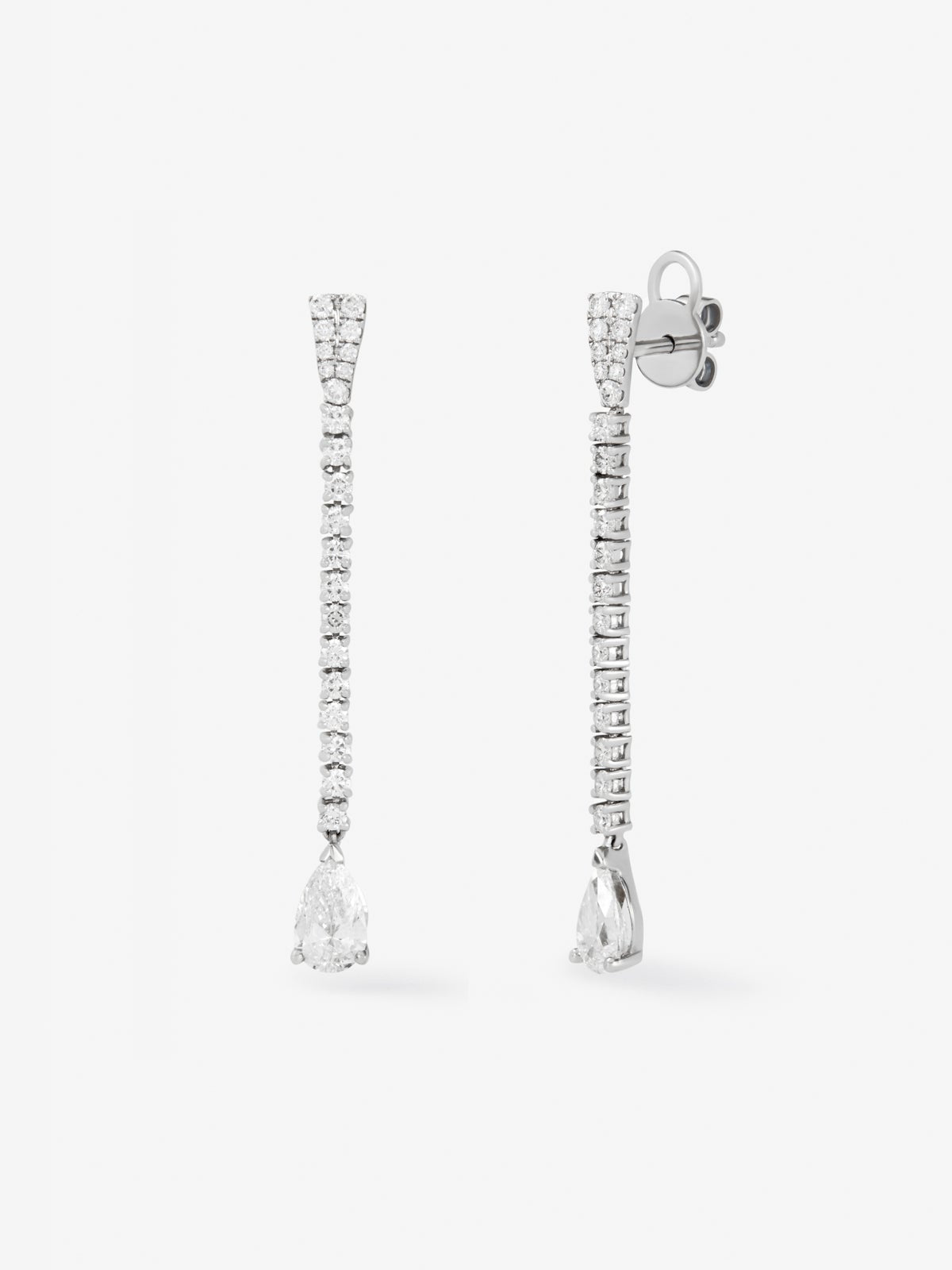 Pendientes de oro blanco de 18K con diamantes en talla pera y brillante de 1,72 cts