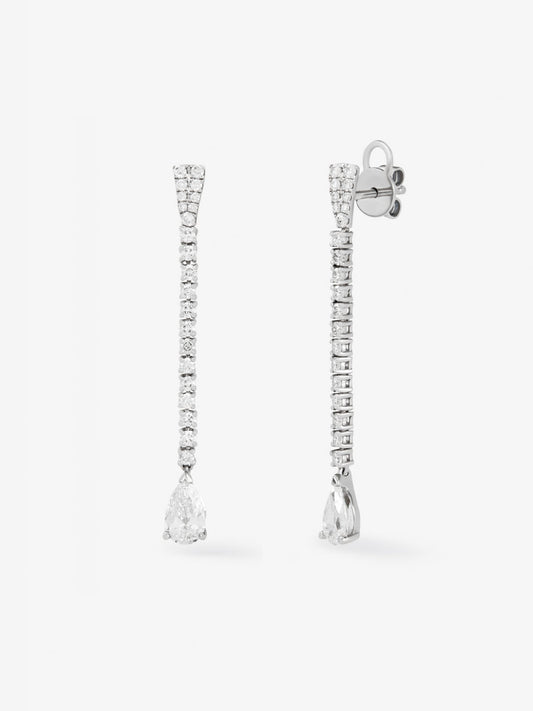 Pendientes de oro blanco de 18K con diamantes en talla pera y brillante de 1,72 cts