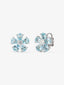 Pendientes de oro blanco de 18K con aguamarinas en talla pera de 2,5 cts y diamantes en talla brillante de 0,3 cts con forma de flor