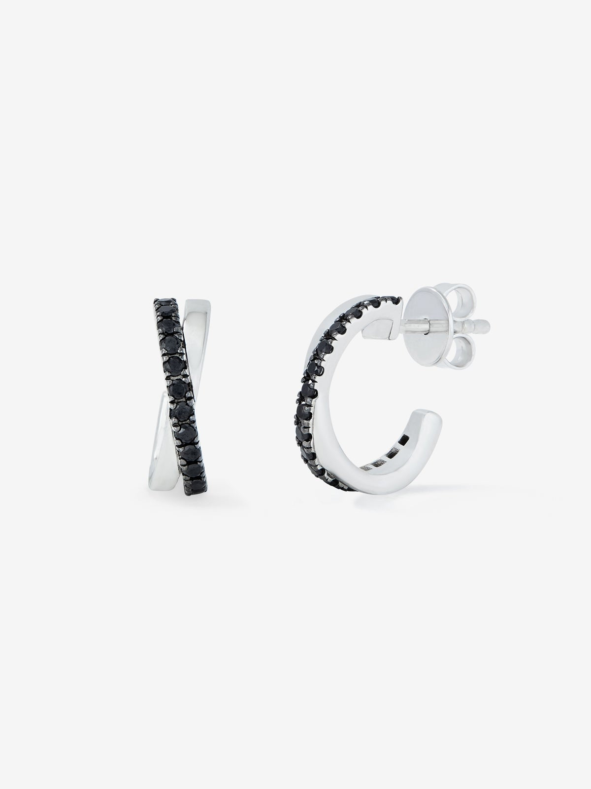 Pendientes de plata 925 con 36 espinelas negras en talla brillante