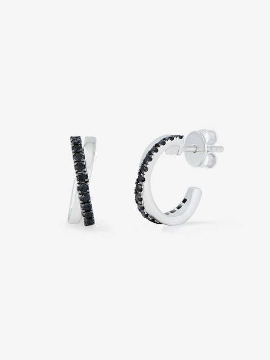 Pendientes de plata 925 con 36 espinelas negras en talla brillante