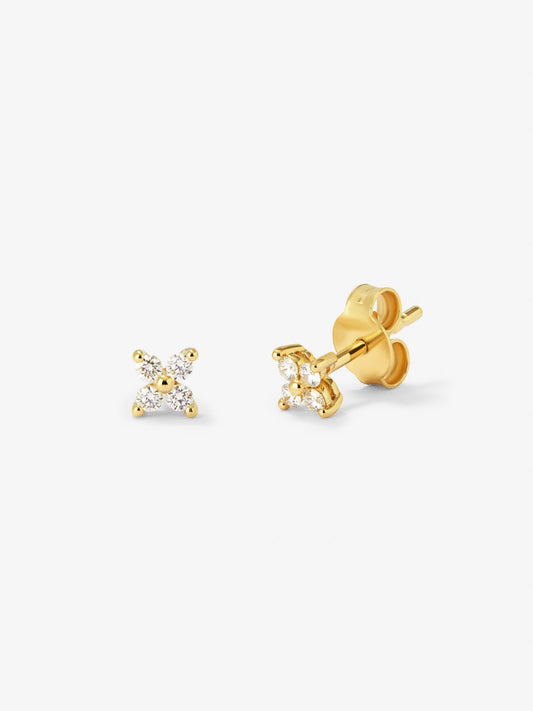Pendientes de oro amarillo de 18K con diamantes blancos en talla brillante de 0,16 cts