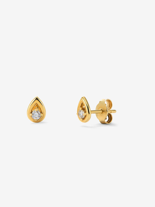 Pendientes de oro amarillo de 18K con 2 diamantes en talla brillante con un total de 0,12 cts