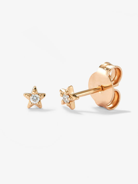 Pendientes de oro rosa de 18K con 2 diamantes en talla brillante con un total de 0,03 cts