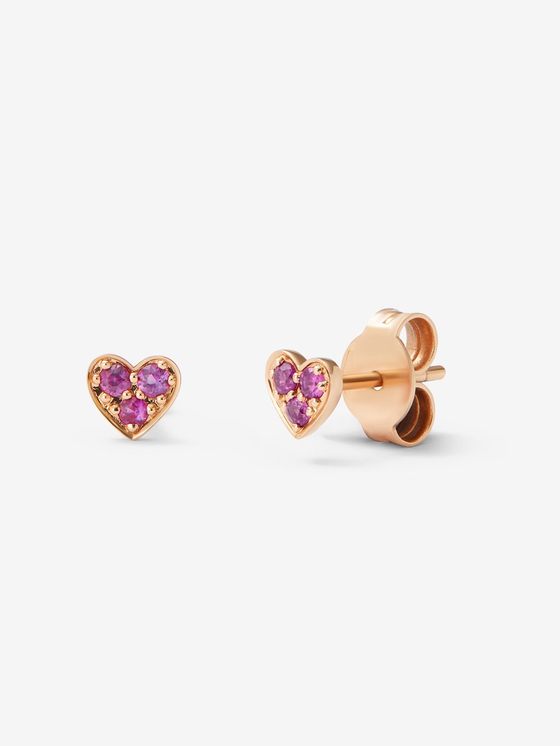Pendientes de oro rosa de 18K con pavé de zafiros rosas en talla brillante con un total de 0,17 cts