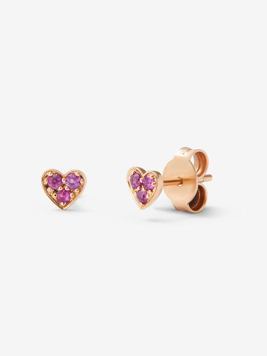Pendientes de oro rosa de 18K con pavé de zafiros rosas en talla brillante con un total de 0,17 cts