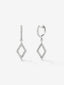 Pendientes aro de oro blanco de 18kt con rombo de diamantes