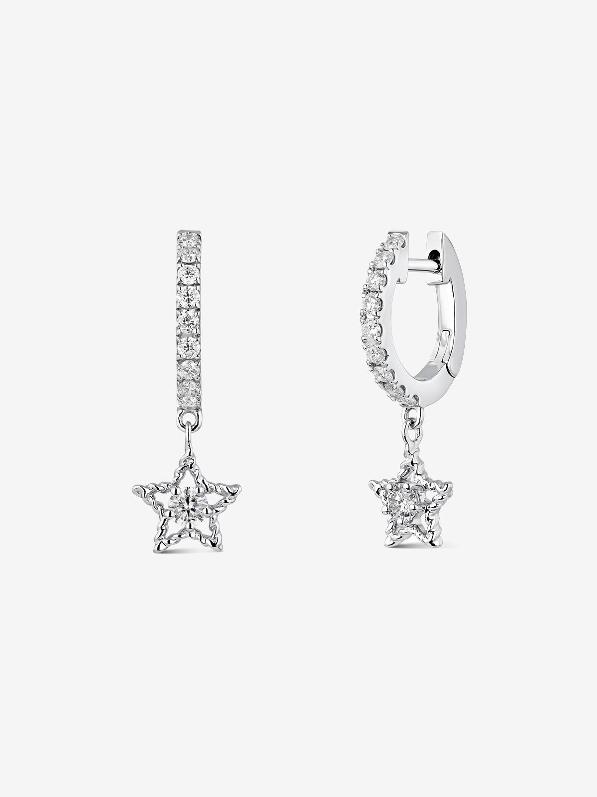 Pendientes con forma de estrella de oro blanco de 18kt con diamantes
