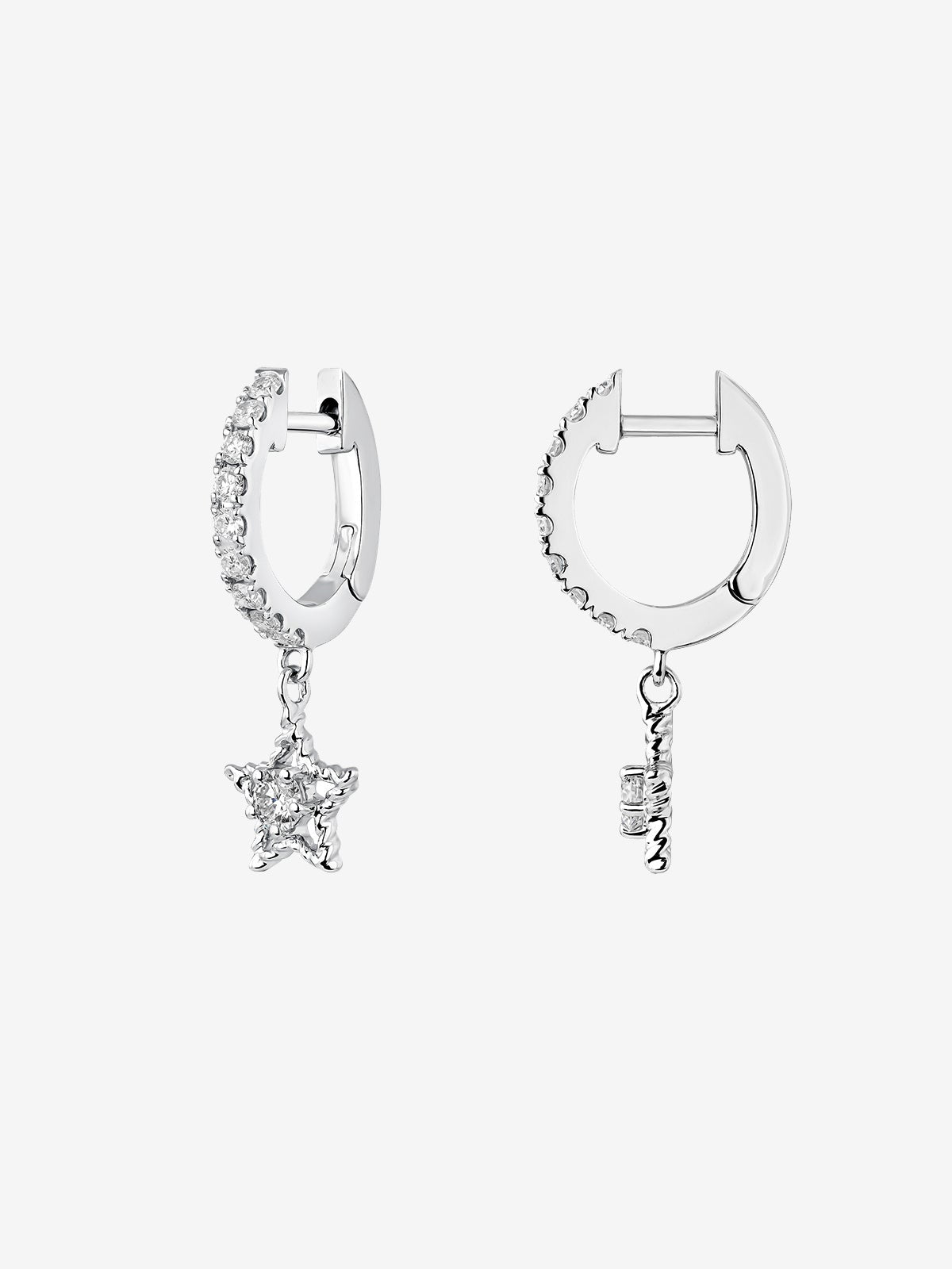 Pendientes con forma de estrella de oro blanco de 18kt con diamantes