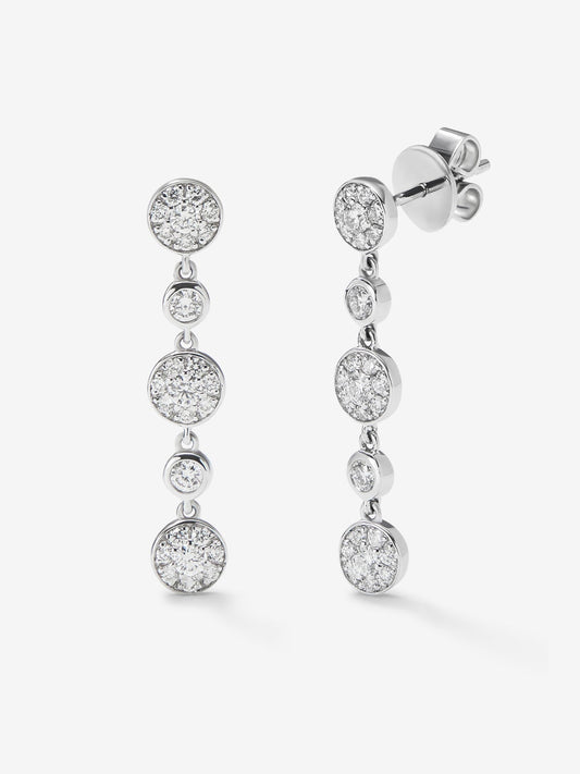 Pendientes de oro blanco de 18K con 10 diamantes en talla brillante de 0,7 cts