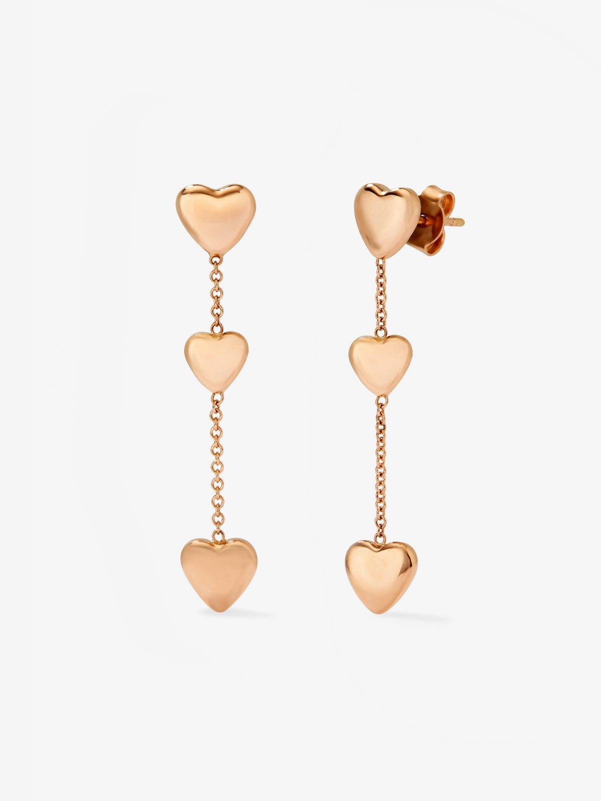 Pendientes de oro rosa de 18K con corazones